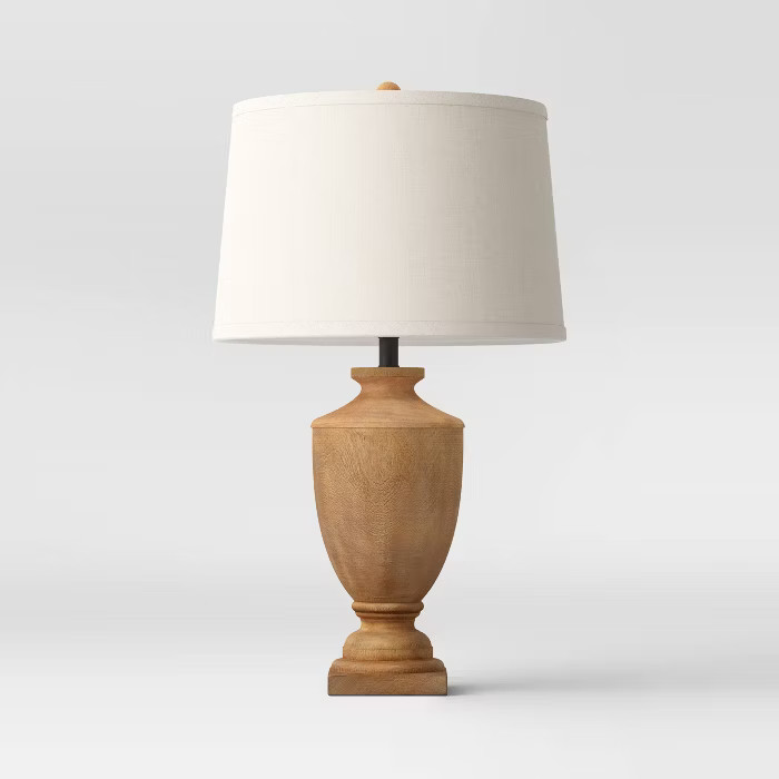 Large Wood Urn Assembled Table Lamp (Includes LED Light Bulb) Brown - Threshold™ | Target