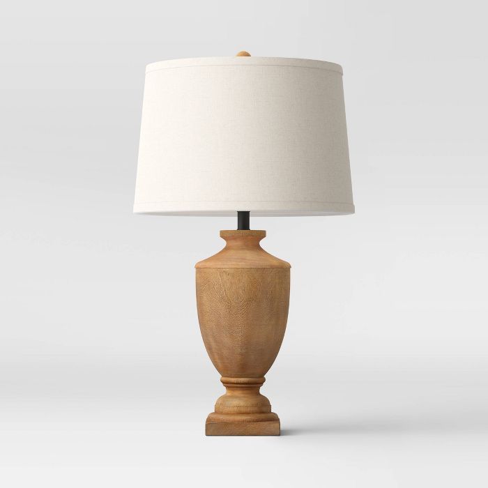Large Wood Urn Assembled Table Lamp (Includes LED Light Bulb) Brown - Threshold™ | Target