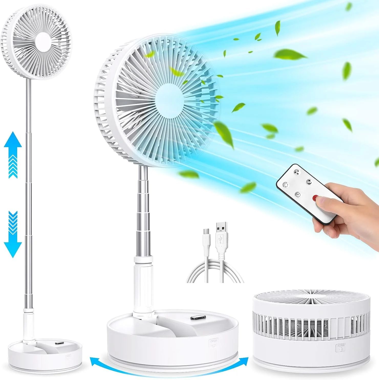 Foldable Oscillating Standing Fan with Remote Control, 8" Portable Desk Quiet Fan, 7200mah Rechar... | Walmart (US)