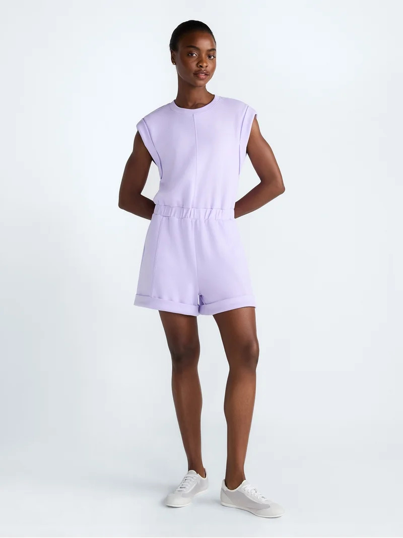 Scoop Women's and Women's Plus Scubaknit Crewneck Romper, Sizes XS-4X | Walmart (US)