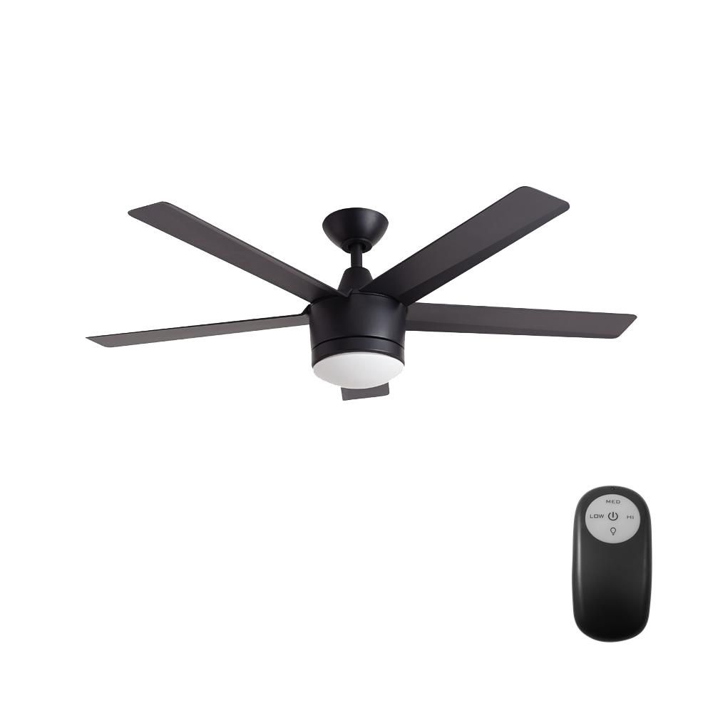 Home Decorators Collection Merwry 52 in. Integrated LED Indoor Matte Black Ceiling Fan with Light Ki | The Home Depot