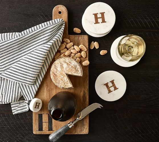Handmade Alphabet Marble & Wood Coasters - Set of 4 | Pottery Barn (US)
