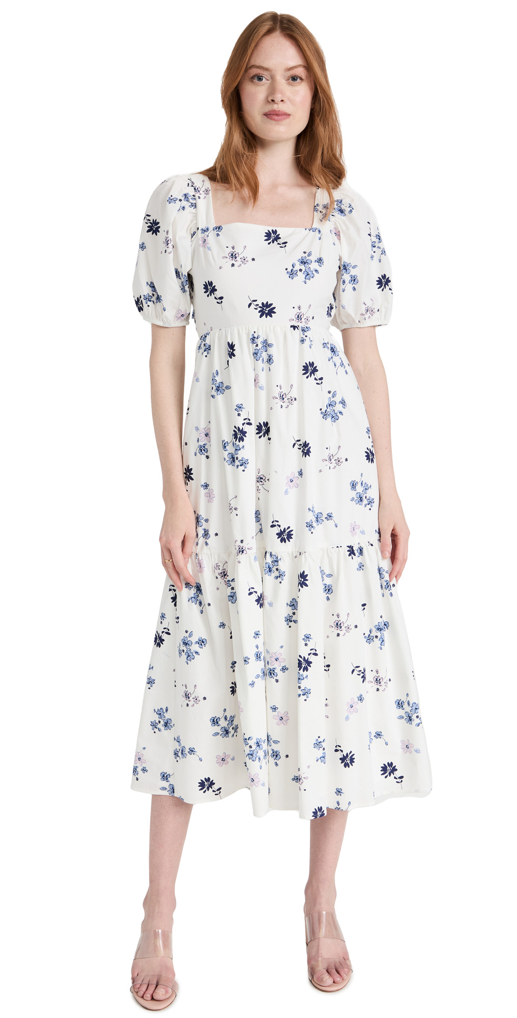 WAYF Tie Back Puff Sleeve Midi Dress | Shopbop