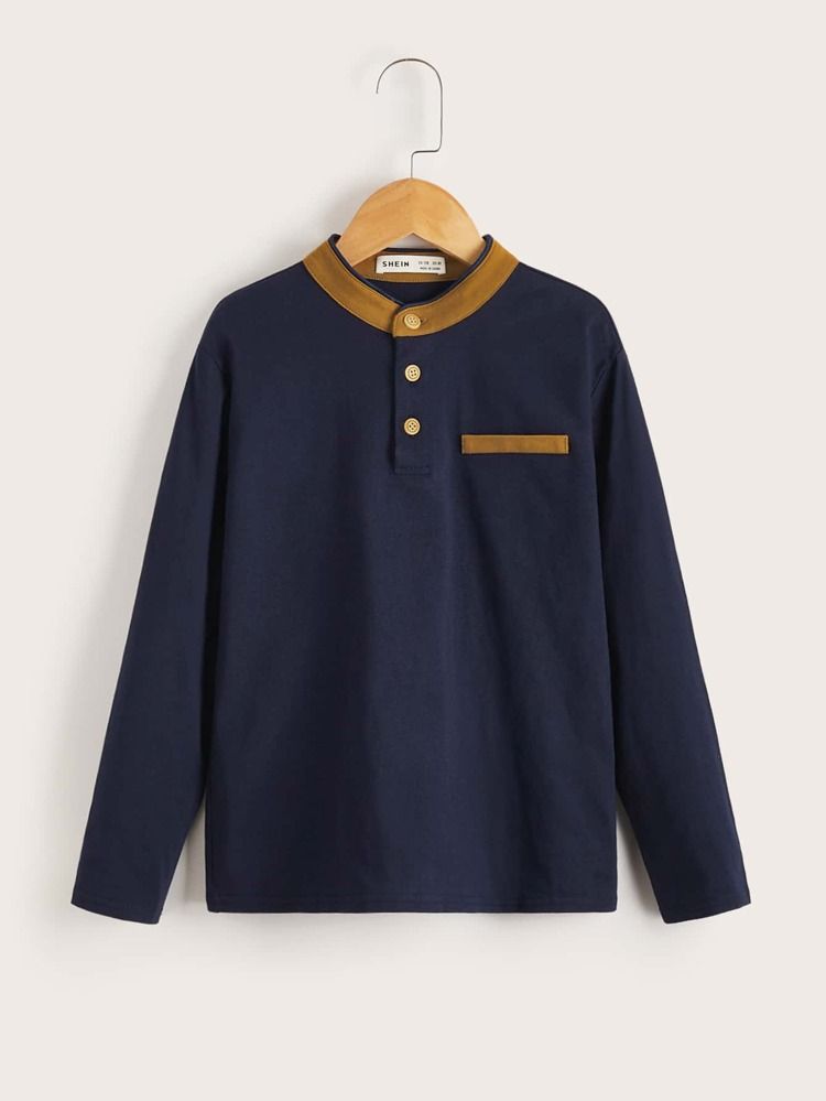 SHEIN Boys Button Front Polo Shirt | SHEIN