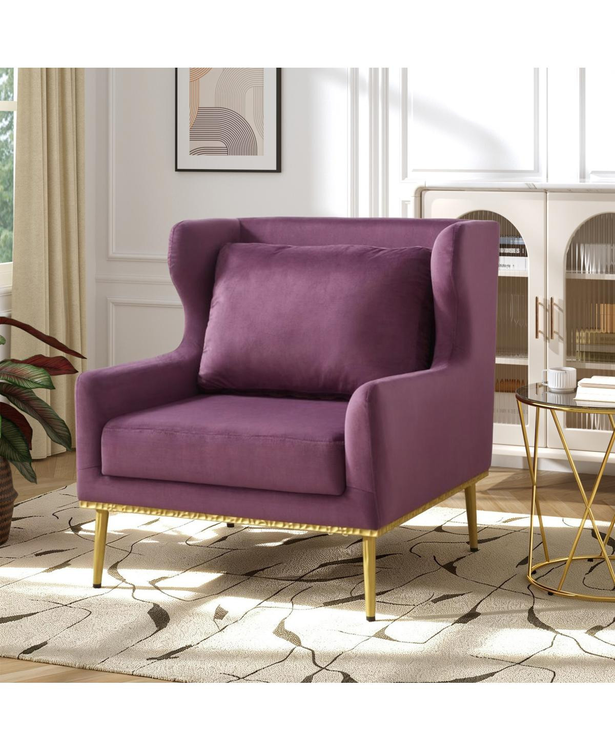 Streamdale Furniture Velvet Accent Armchair - Purple | Macy's