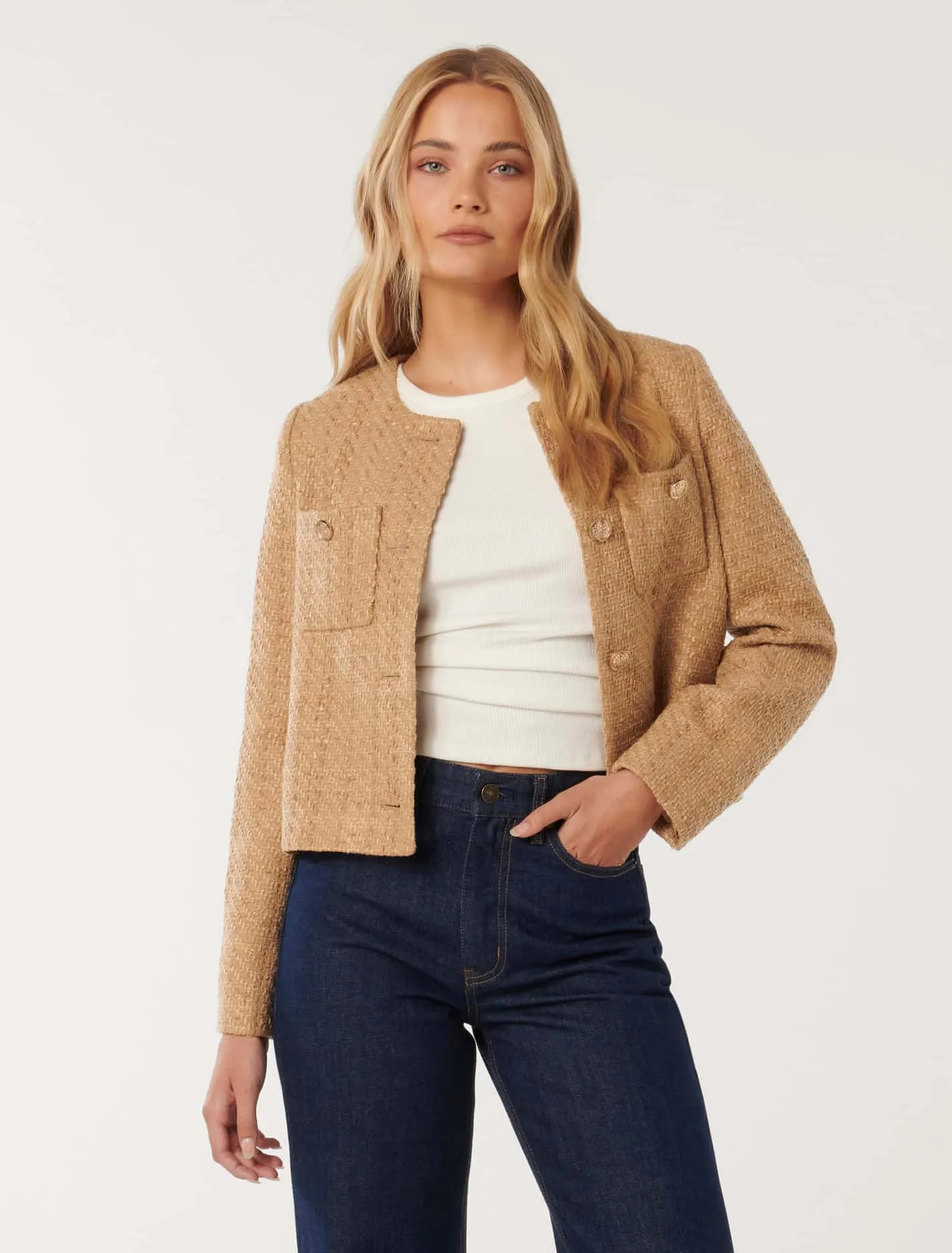 Chrissy Crop Bouclé Jacket | Forever New (AU)