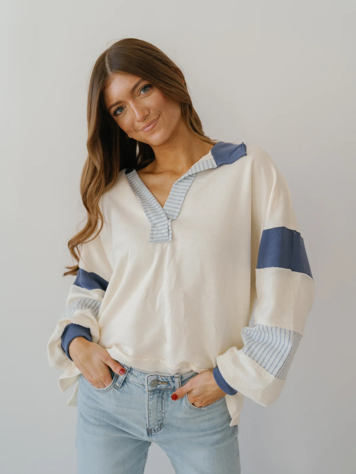 Friend Of A Friend Top-Ivory/Navy | Landry Kate