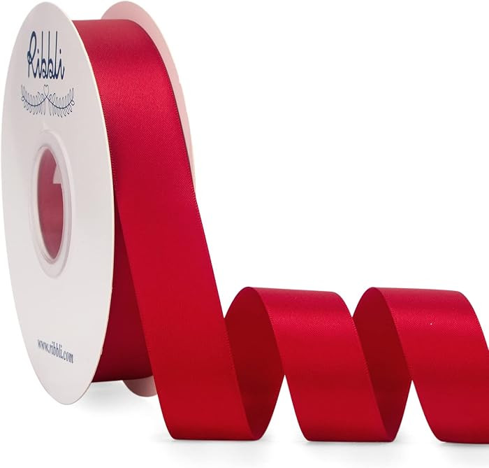 Ribbli Red Satin Ribbon Double Faced Satin 1 inch x Continuous 50 Yards-Red Ribbon for Gift Wrapp... | Amazon (US)
