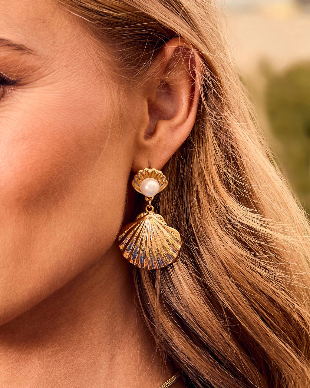 Shoreline Glow Seashell Drop Earrings | VICI