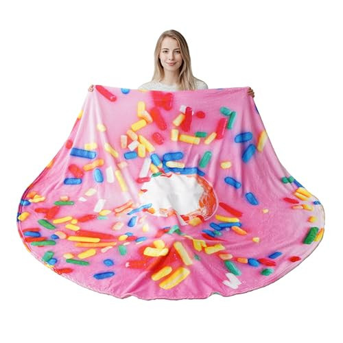 BATTILO HOME 71 Inch Pink Donut Blanket for Adult and Kids, Soft and Comfortable Flannel Round Blanket for Bedding,Funny Blanket Giant Food Blanket Gifts for Crib, Sofa, Outdoors | Amazon (US)