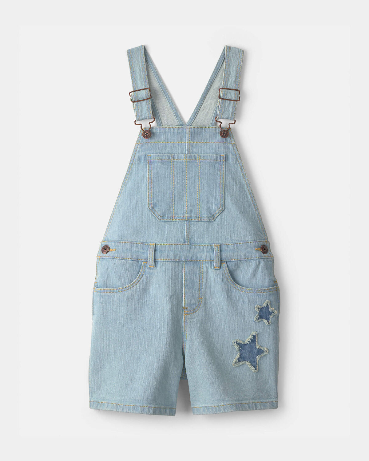 Girls Star Embellished Denim Shortall - Light Wash | Carter's Inc