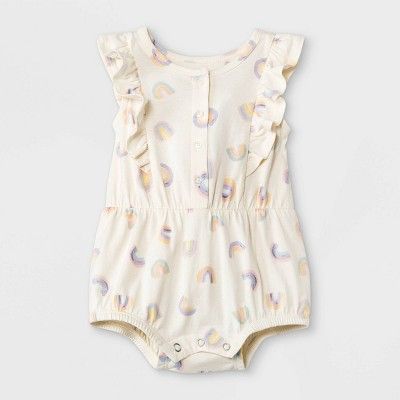 Grayson Mini Baby Girls' Rainbow Ruffle Romper - White | Target
