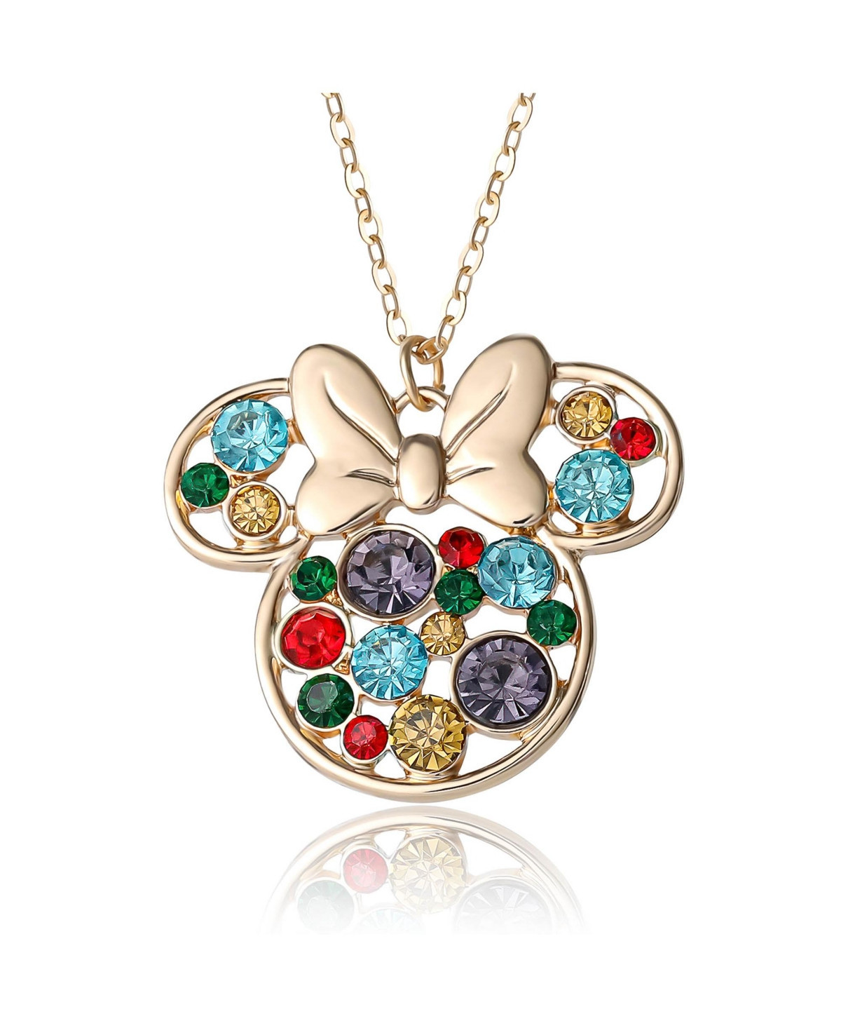 Disney Minnie Mouse Fashion Stone Necklace - Gold tone, blue, pink | Macy's