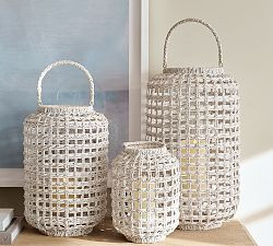 Conrad Woven Lantern - Whitewash | Pottery Barn (US)