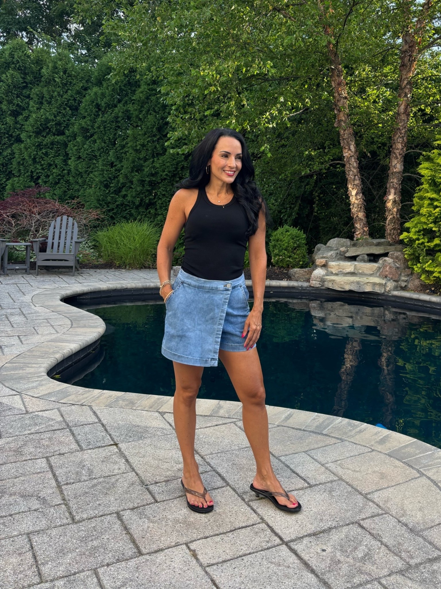 Denim skort
Tank top

#LTKootd #LTKSeasonal #LTKOver40