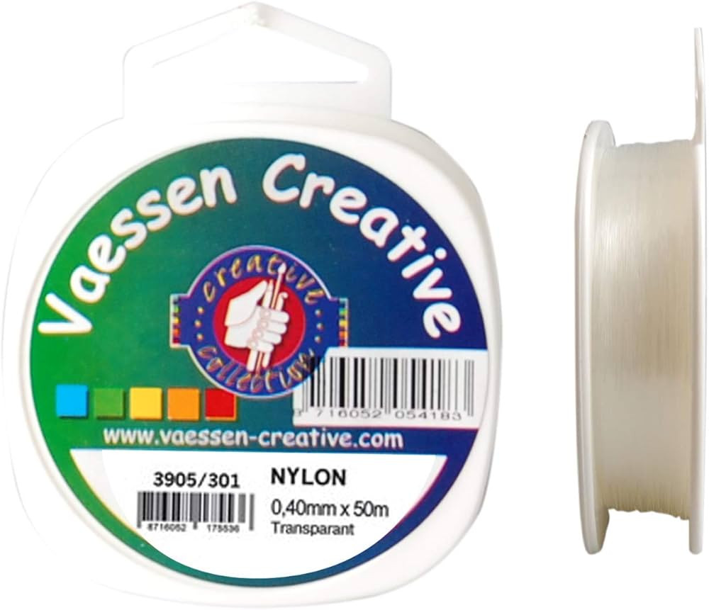 Vaessen Creative Nylonfaden, Transparent, 0,4 mm x 50 m Spule, Reißfeste Nylonschnur, Nylonband,... | Amazon (DE)