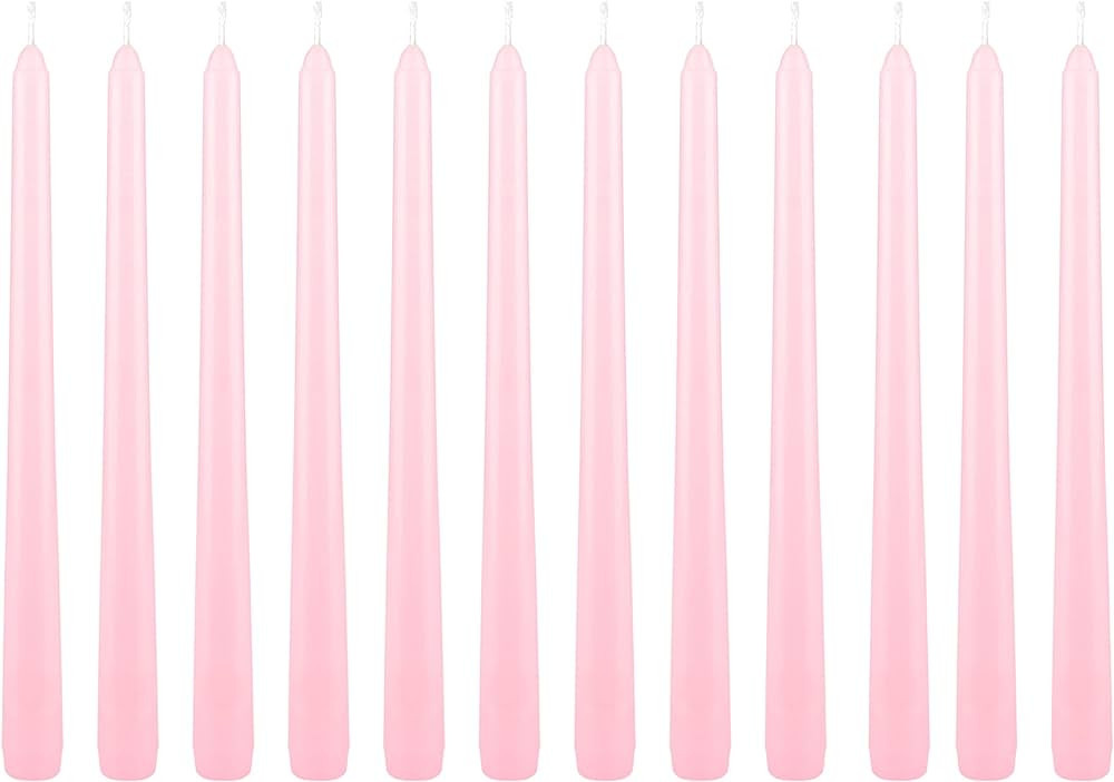 Mega Candles 12 pcs Unscented Pink Taper Candle, Hand Poured Wax Candles 10 Inch x 7/8 Inch, Home... | Amazon (US)