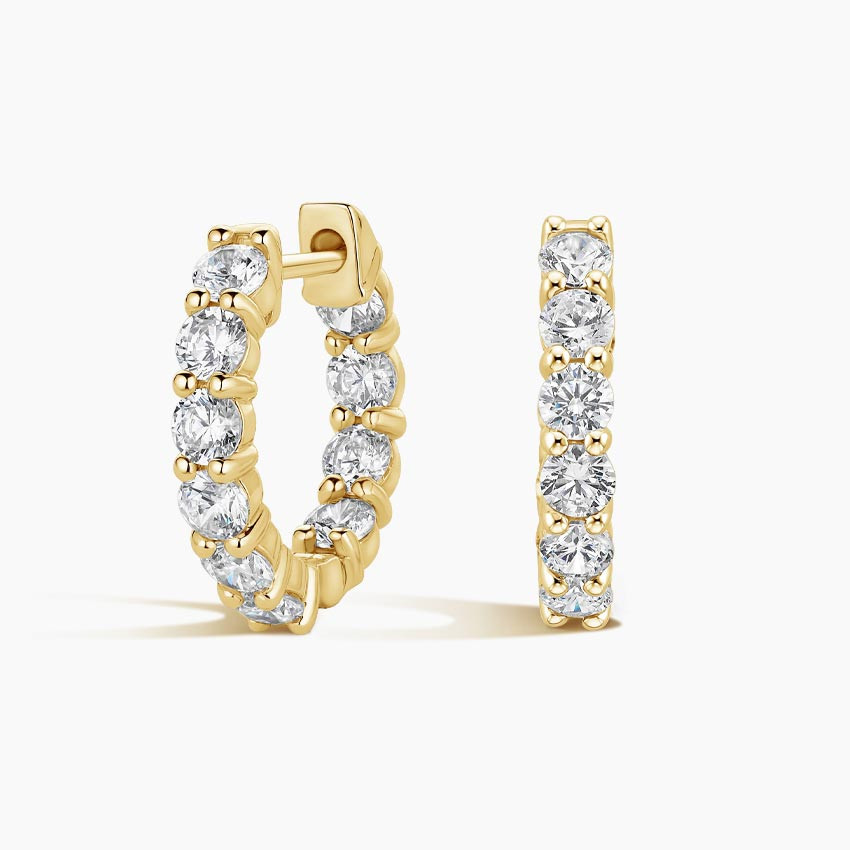 14K Yellow Gold Petite Alisha Lab Diamond Huggie Earrings (1 1/2 ct. tw.) | Brilliant Earth