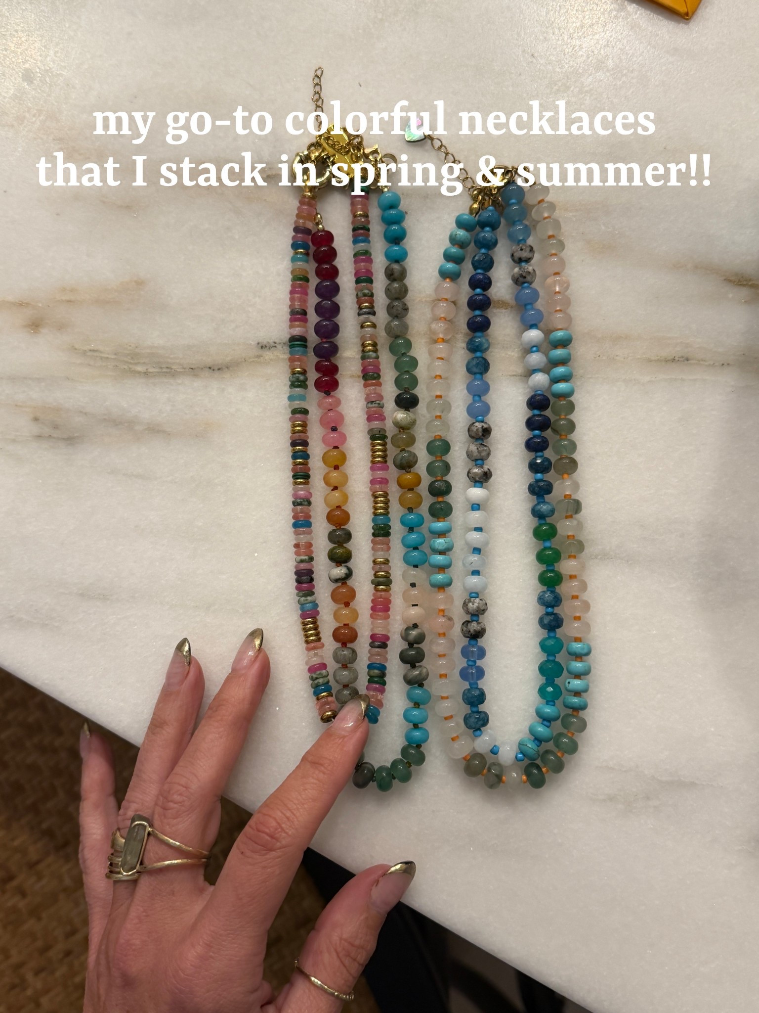Love these colorful necklaces that I can stack with my gold necklaces. 
They aren’t too chunky so easy to stack. 

#LTKmomlife #LTKOver40 #LTKdayinmylife