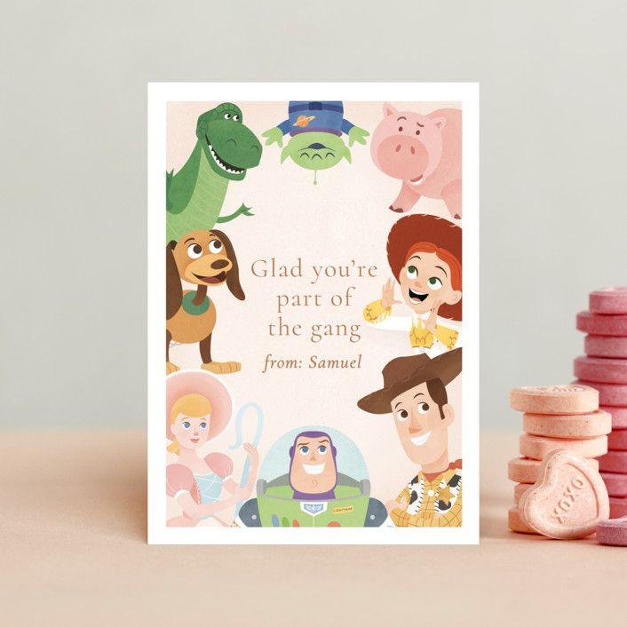 "Disney and Pixar's Toy Story Friendship" - Customizable Classroom Valentine's Day Cards in Beige... | Minted