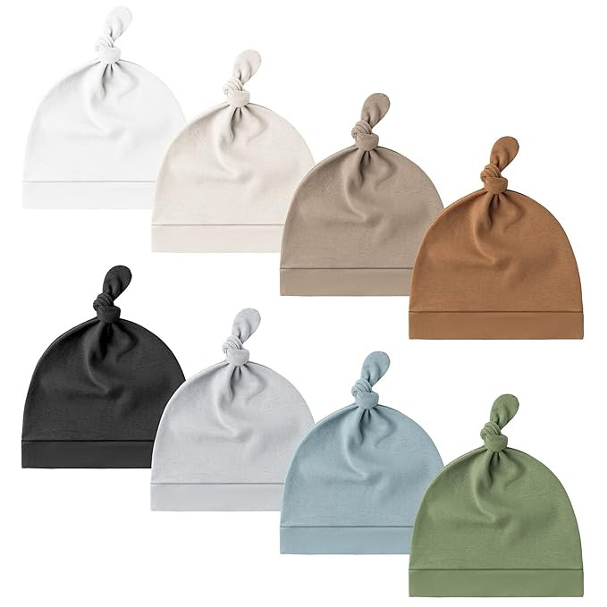 Konssy 8 Pack Baby Newborn Hats Set Knot Beanie Hats Soft for Infant Baby Girls Boys Caps 0-6 Mon... | Amazon (US)