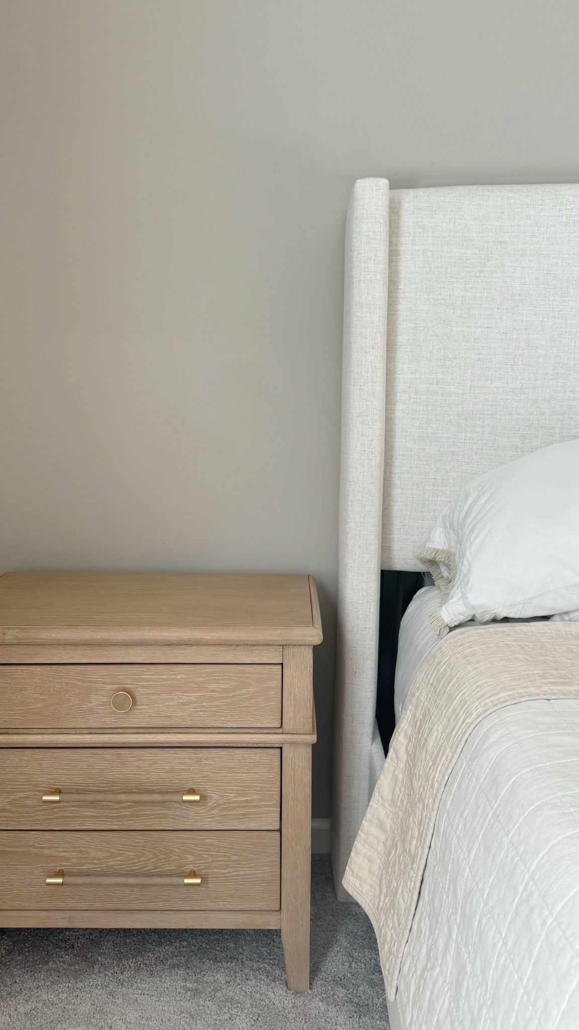 our nightstands are now available on birch lane 🤍 the perfect modern organic look. natural oak with brass and leather accents 

#LTKHome