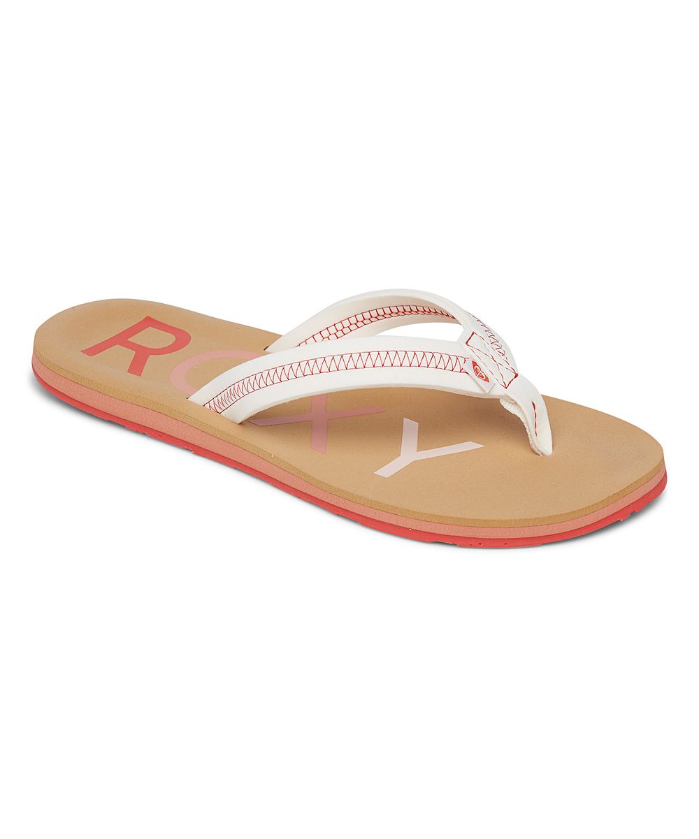 Roxy Women's Sandals MULTI - Tan & White Vista Thong Sandal - Women | Zulily