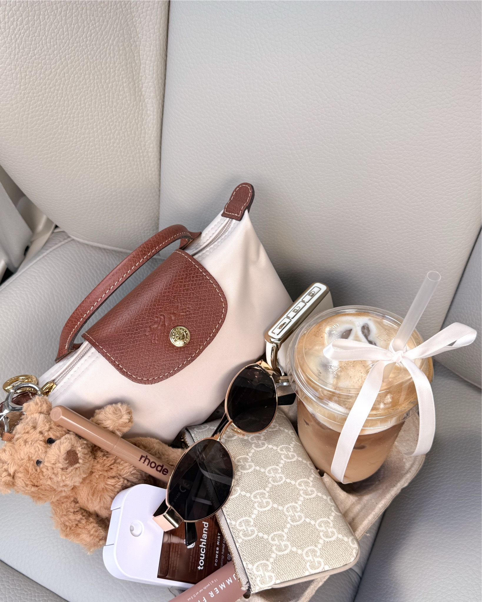 Coffee run 🤎 and a loaded coffee tray of some of my favorite things!

Longchamp bag, jellycat bear, amazon sunglasses, gucci keychain pouch, touchland hand sanitizer, Rhode, summer Friday’s, Sephora, Nordstrom, gold rings, pavoi, fancythingsblog #LTKItBag

#LTKCyberWeek #LTKFindsUnder100 #LTKootd