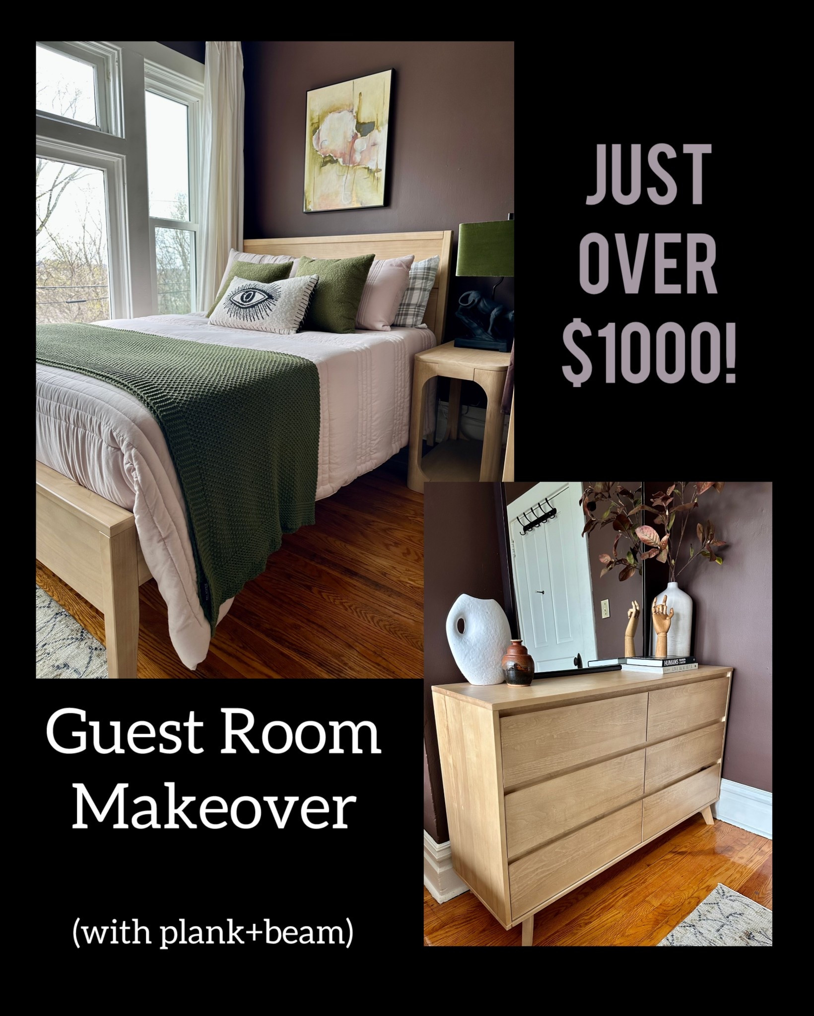 REAL WOOD furniture on a budget! These are solid wood pieces that you put together yourself. Dresser, bed frame, and side table together= just over $1000! #ad for #plankandbeam Perfect for teen room and kids room! This would be an awesome set for a college apartment too! Check out the reel on Instagram @ellenfleckinteriors

#LTKU #LTKHome #LTKKids