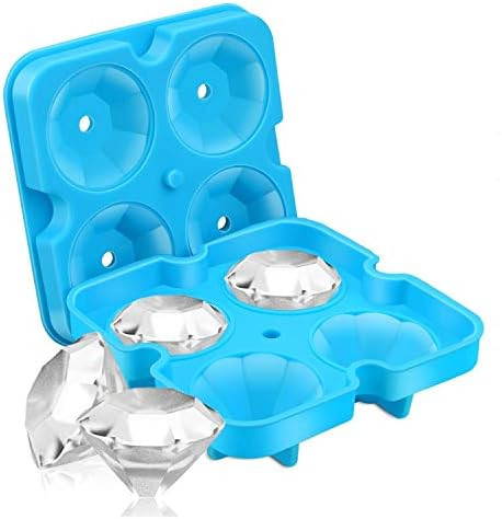 SAWNZC Ice Cube Trays Diamond Ice Cube Molds Reusable Silicone Flexible 4-Ice Trays Maker with Li... | Amazon (US)