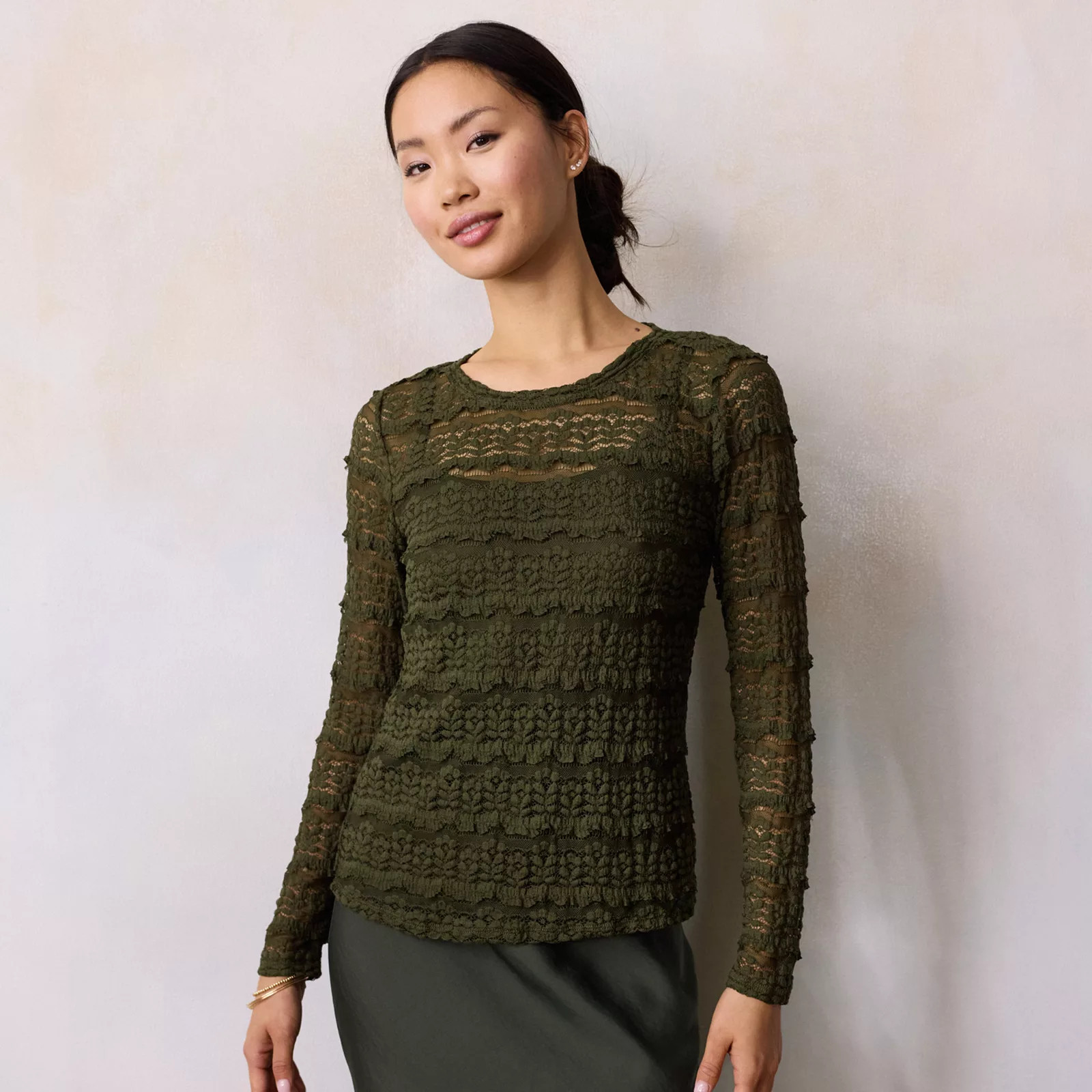 Women's LC Lauren Conrad Layering Lace Top, Size: Small, Purple Lark | Kohl's