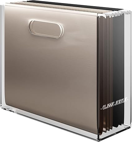 CLASSIC ACRYLIC File Organizer for Desk - A Slim Acrylic Storage Box with Handles is great for Of... | Amazon (US)