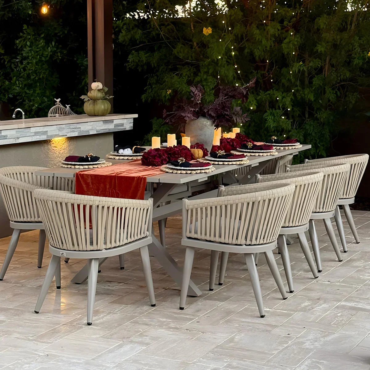 PURPLE LEAF 7/9/11 Pieces Outdoor Dining Set Aluminum Table & Wicker Rattan Chairs Modern Patio F... | Purple Leaf