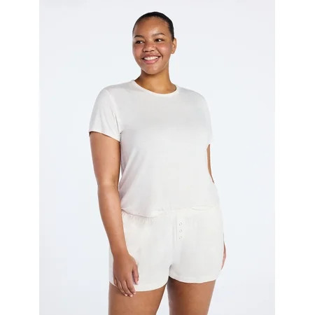Joyspun Women’s Scoop Neck Sleepwear Modal Tee with Short Sleeves, Sizes S-3X | Walmart (US)