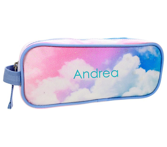 Mackenzie Rainbow Clouds Glitter Pencil Case | Pottery Barn Kids