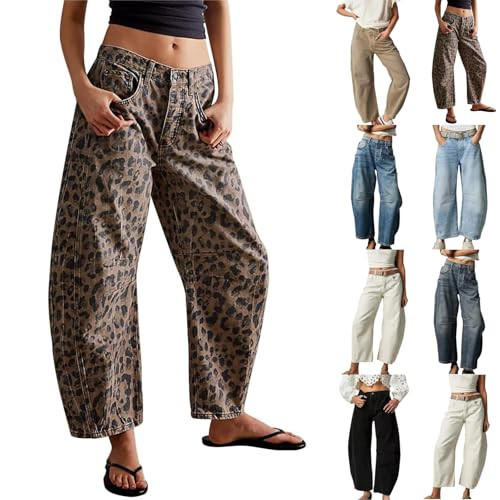 Jeans for Women Baggy,Barrel Jeans,Barrel Jeans Women Wide Leg Vintage Loose Jeans Trendy Y2K Mid Rise Baggy Jeans Boyfriend Denim Pants with Pockets,Barrel Jeans Women A XXL | Amazon (US)