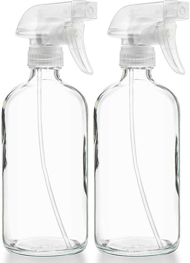 Empty Clear Glass Spray Bottles - Refillable 16 oz Containers for Essential Oils, Cleaning Produc... | Amazon (US)