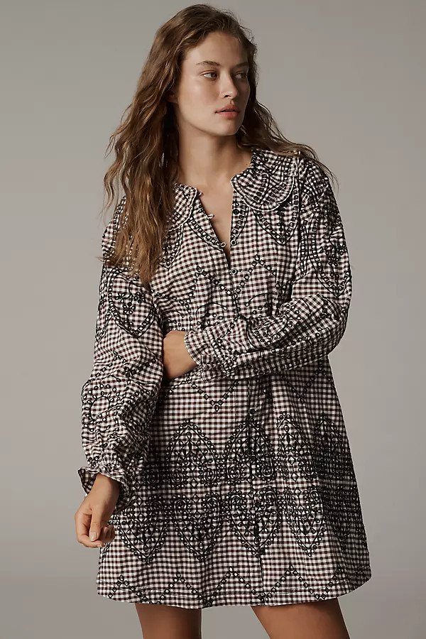 The Keira Long-Sleeve Shirt Dress by Pilcro | Anthropologie (US)