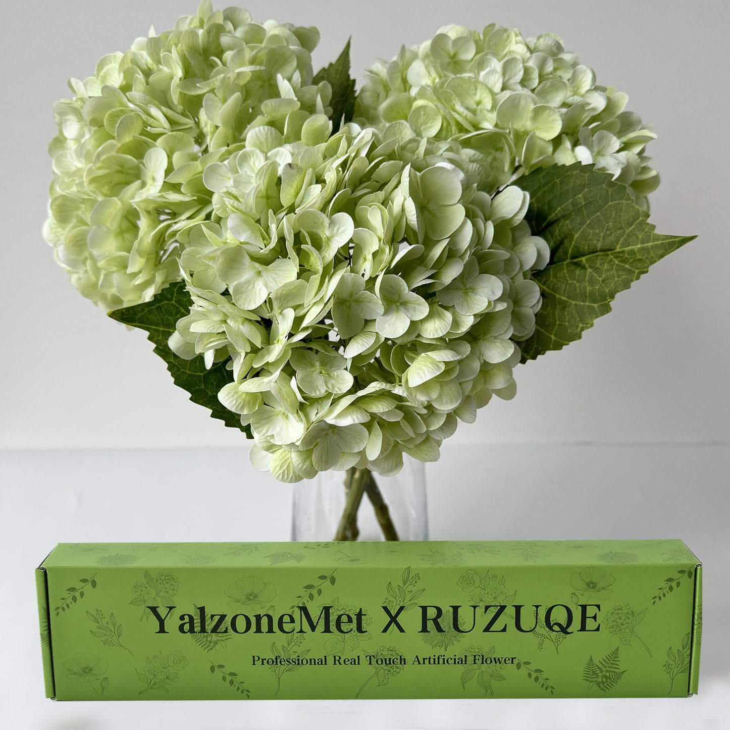 Amazon.com: YalzoneMet RUZUQE Light Green Hydrangea Artificial Flowers, 3 Pcs Lifelike Real Touch Latex Hydrangea Fake Flowers, 21 inch Faux Green Flower for Home Wedding Decor Flower Arrangement : Home & Kitchen | Amazon (US)
