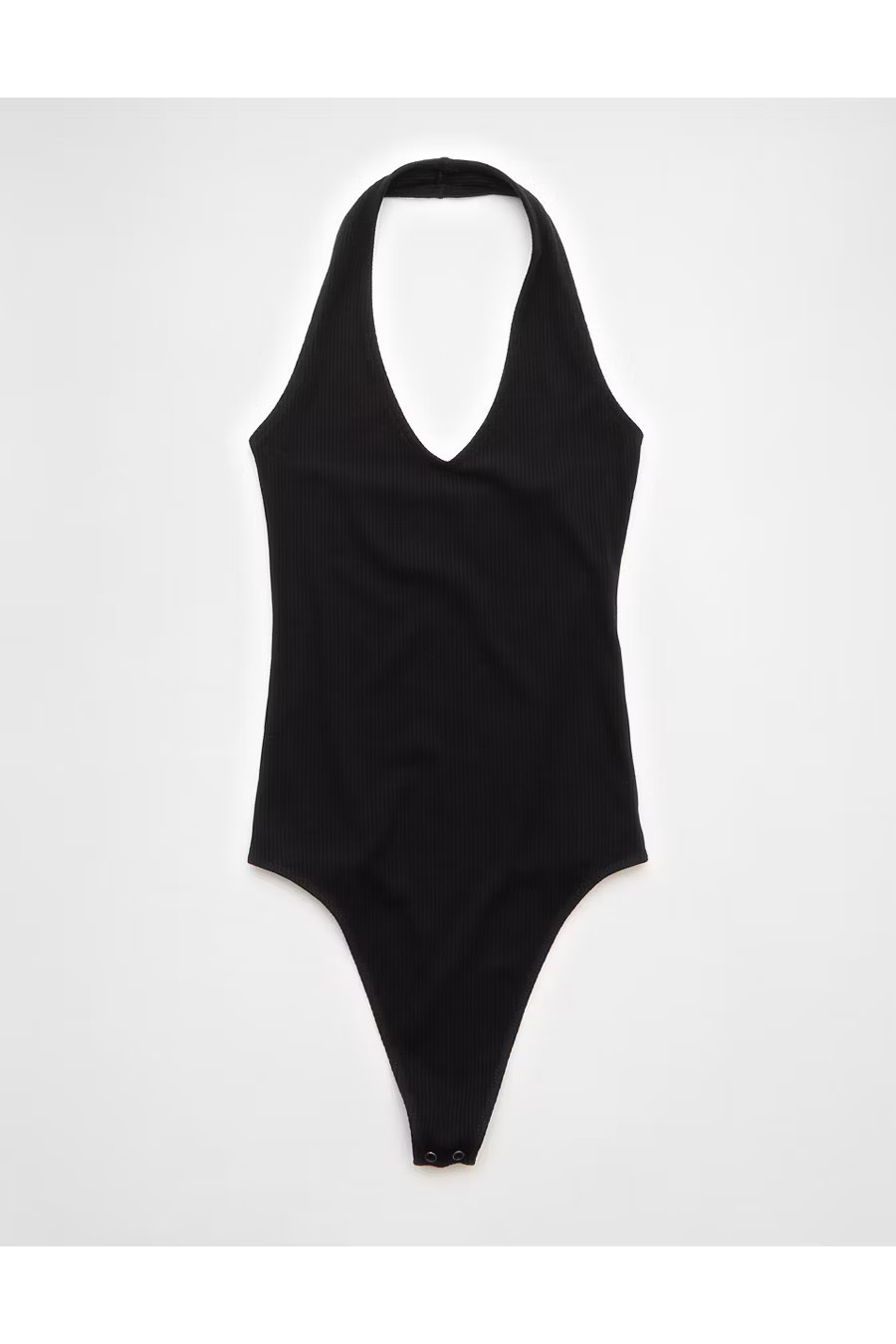 AE Halter V-Neck Bodysuit Women's True Black XXS | American Eagle Outfitters (US & CA)