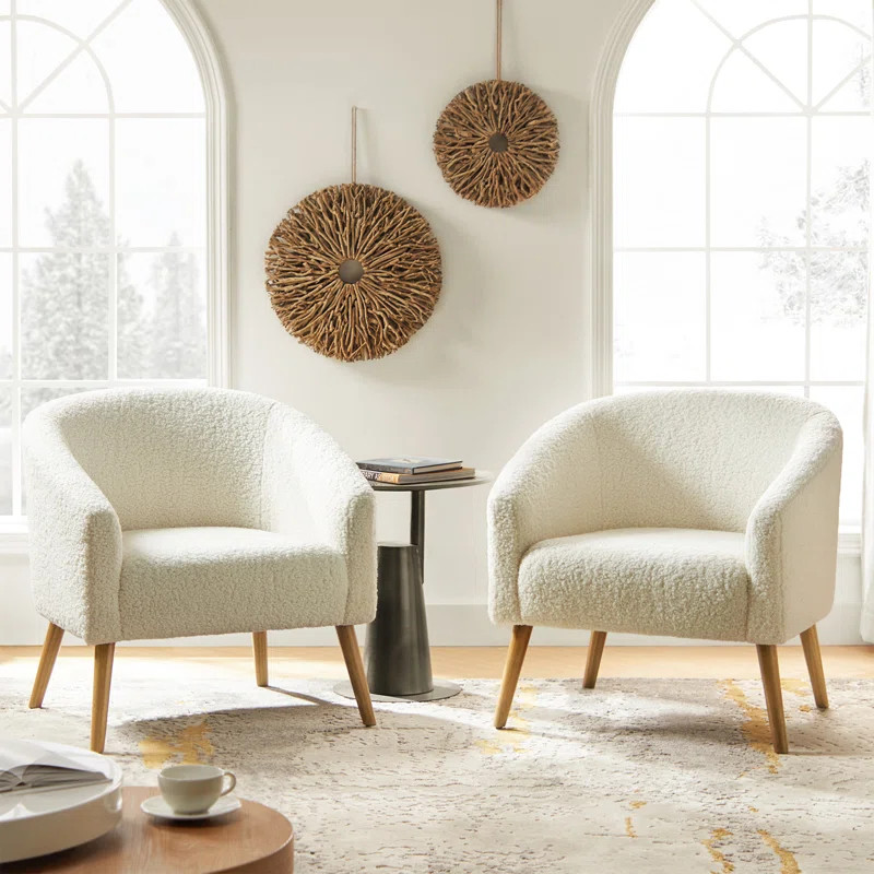 Brexley Modern Boucle Armchair with Solid Wood Legs | Wayfair North America