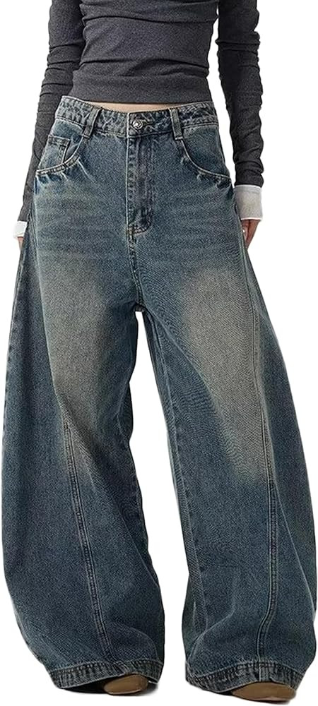 Womens Baggy Jeans Vintage Oversized Pants Aesthetic Hip Hop Jeans Denim Graphic Jean Grunge Pant... | Amazon (US)
