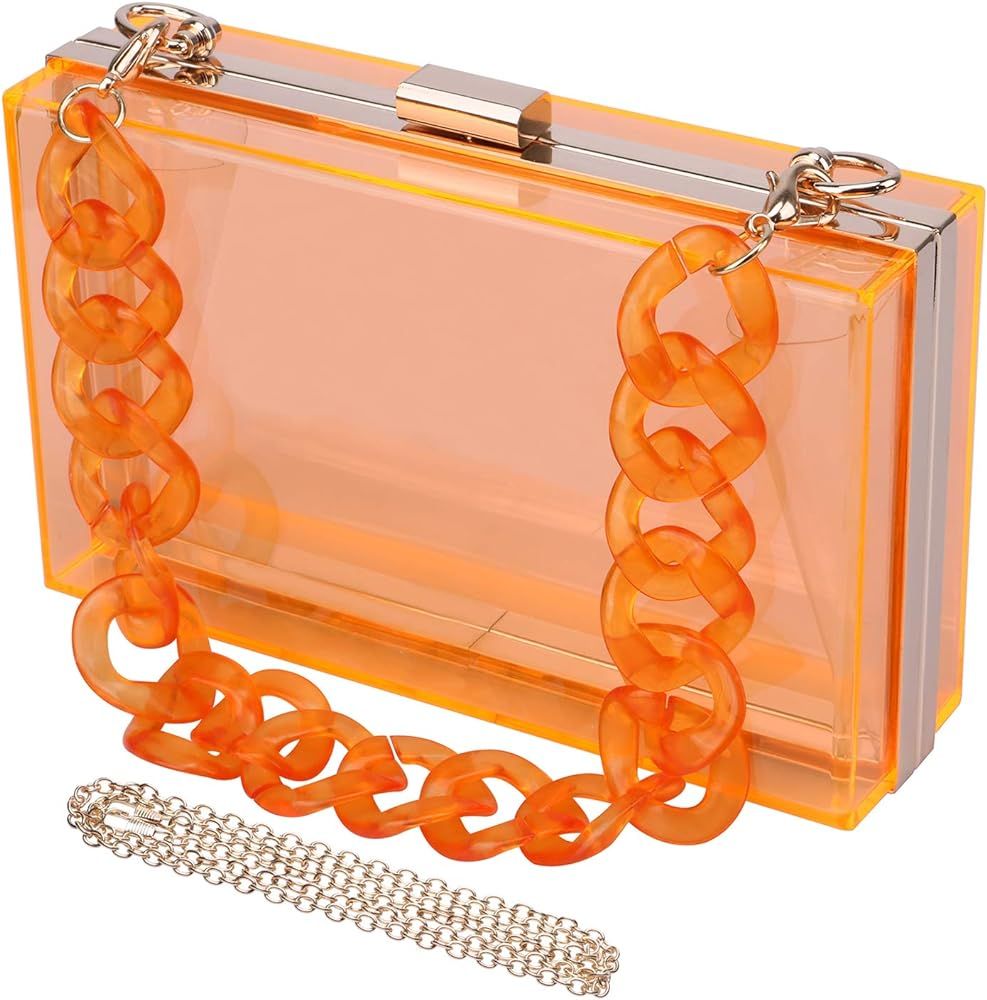 WEDDINGHELPER Transparent Clear Acrylic Square jelly Evening Bag for Women | Amazon (US)