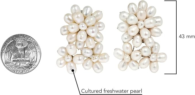 AeraVida Floral Freshwater White Pearl Clip On No Piercing Earrings | Amazon (US)