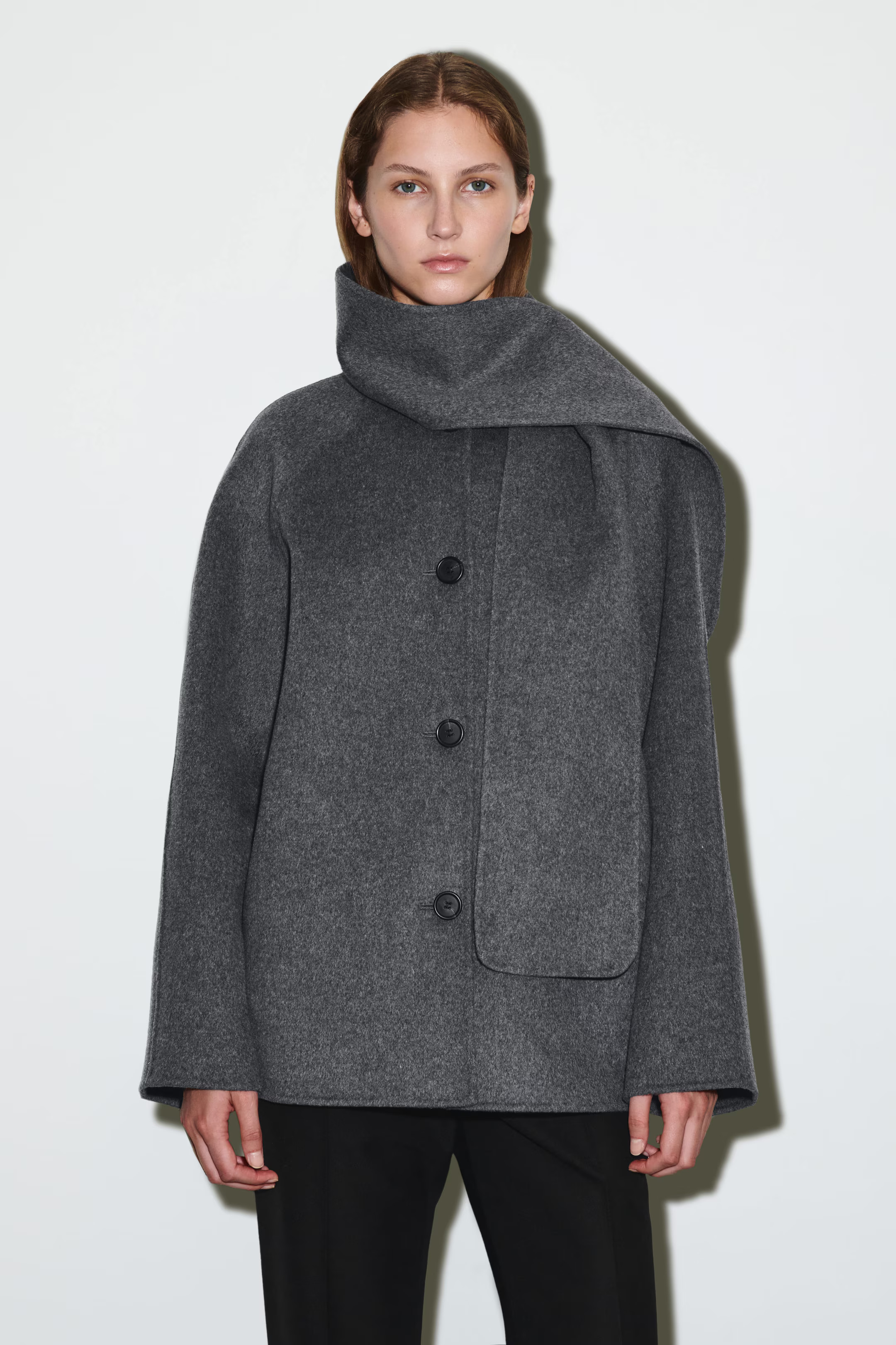 DOUBLE-FACED WOOL SCARF JACKET - GREY | COS | COS UK