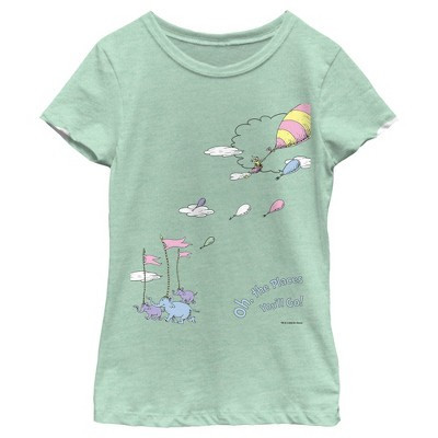 Girl's Dr. Seuss Oh The Places You'll Go Scene T-Shirt - Mint - Small | Target