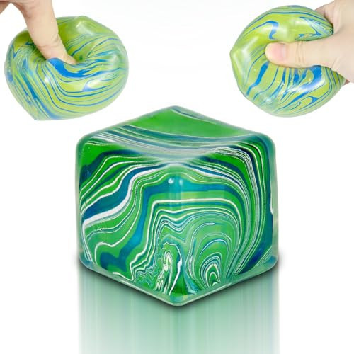 Puffwize Ice Cube Squishy Veined Ice Cube Fidget Toy Purple Stress Ball Squeeze Toys Stress 5cm(1.97") Veined Ice Cube Squishy Fidget Sensory Toys Kids Youth Adult Puffwize (Green) | Amazon (US)