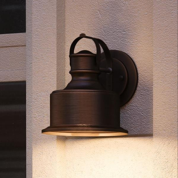 UHP1042 Luxe Industrial Outdoor Wall Light, 11-1/2"H x 11"W, Olde Bronze Finish, Reno Collection | Urban Ambiance, Inc.