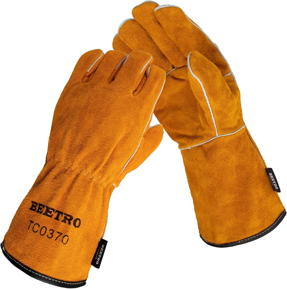 BEETRO Welding Gloves 1 Pair, Cow Leather Forge/Mig/Stick Welder Heat/Fire Resistant, Mitts for O... | Amazon (US)