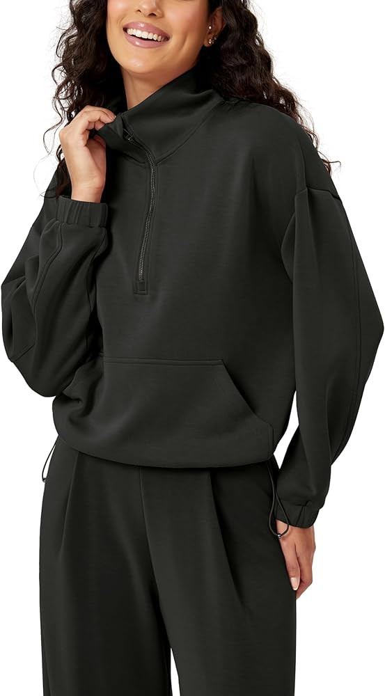 ODODOS Women's Modal Soft Cinchable Sweatshirts Half Zipper Funnel Neck Oversize Pullover with Po... | Amazon (US)